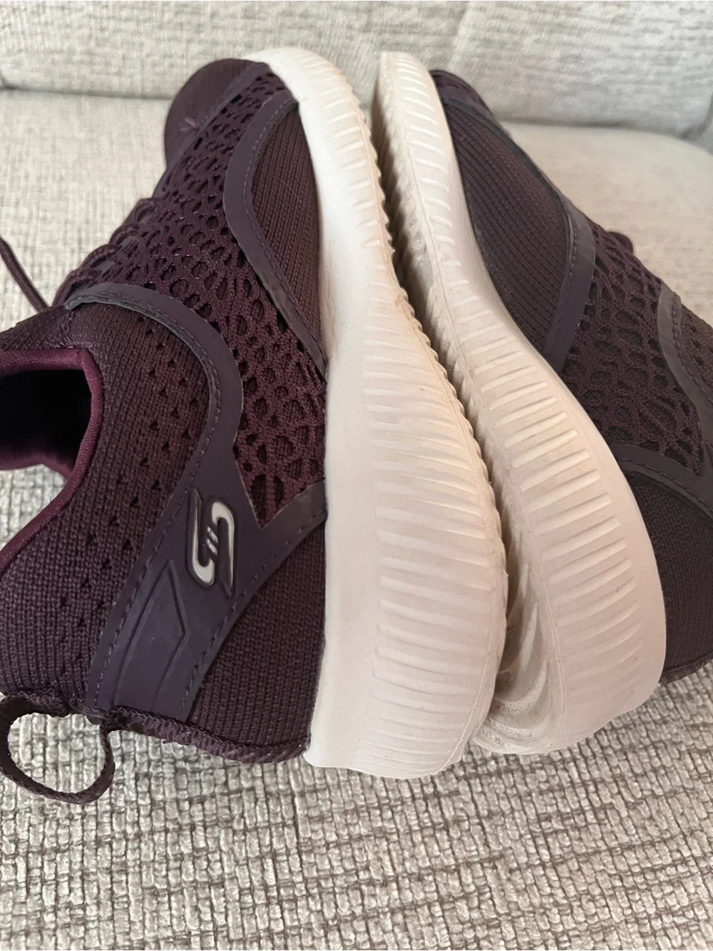 Skechers Women's Knit Sneakers in Plum with White Soles